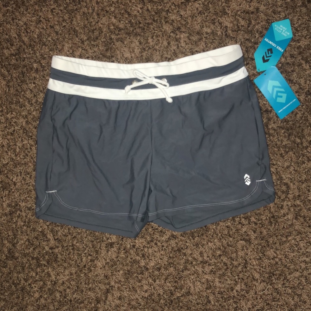 Gray/White Women Swimming Shorts